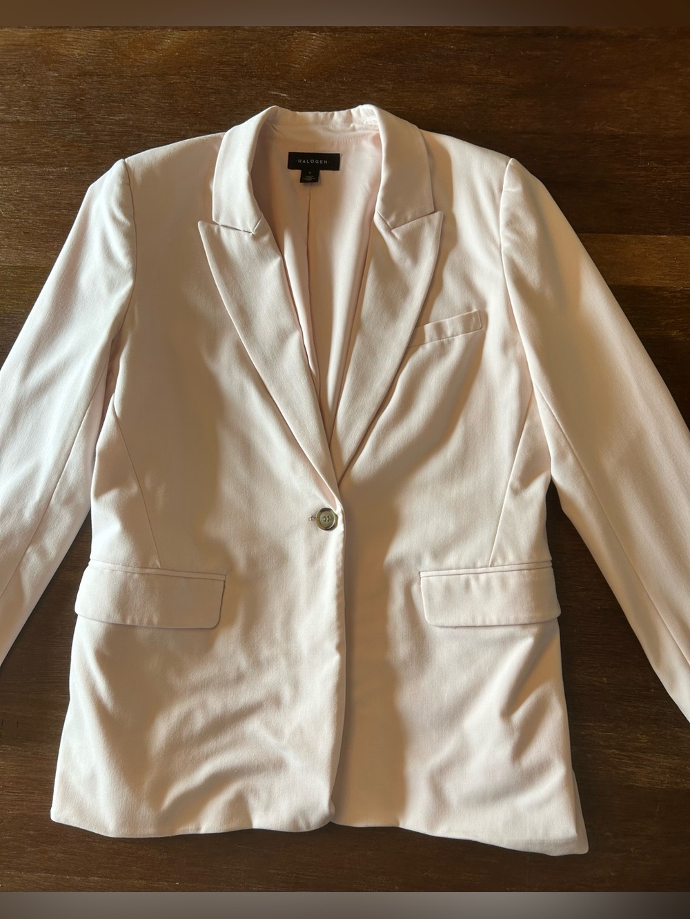 Halogen Blush Pink Blazer Size 6 Long Sleeve Tailored Office Workwear